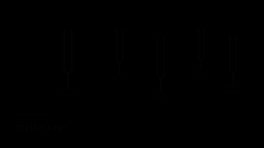 Animation: five tuning forks. One is struck and the others start to ring on their own.